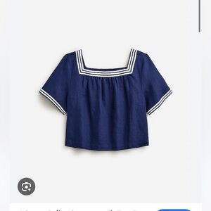 NWT J.Crew Navy and White Sailor Style Blouse. Size Small.